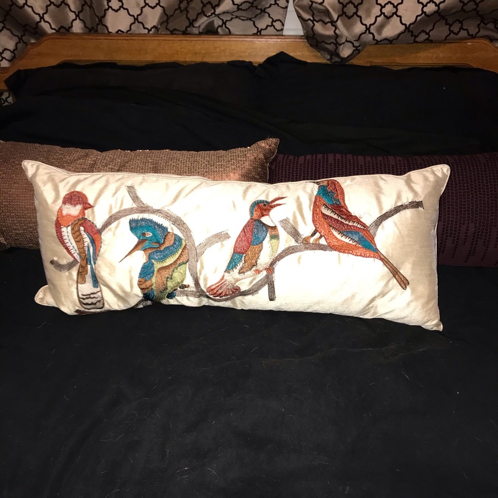 Throw pillows (set of 3) Gold & Purple & Birds